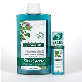Klorane Organic Peppermint Shampoo 400Ml+ Detox Dry Shampoo 50Ml