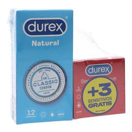 Durex Natural Plus 12 + 3 Durex Sensitivo Confort
