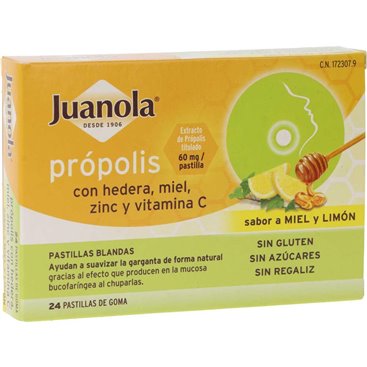 Juanola Propolis Hiedra Pastillas Blandas Miel Limon 24 Pastillas