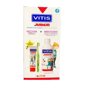 Vitis Junior Pack Colutório 500Ml + Gel Dentífrico 75Ml + Escova