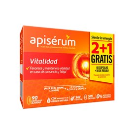 Apiserum vitalidade 3x30 cápsulas 3 meses pacote poupança