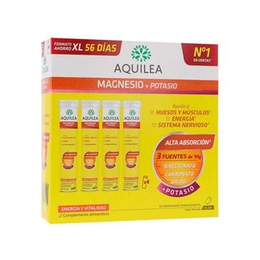 Aquilea Magnesium+ Potassium 56 Effervescent Tablets XL Format