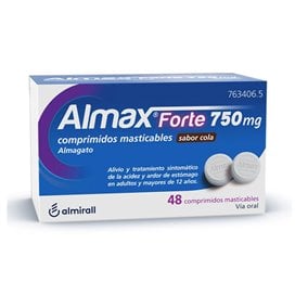 Almax Forte 750 Mg 48 comprimidos mastigáveis sabor cola