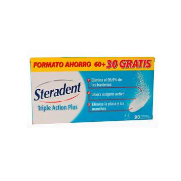 Steradent Triple Accion Plus Limpieza Protesis Dental 90 Comp