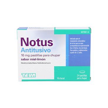 Notus Antitusivo - 10Mg Past. Para Chupar Sabor Miel-Limón