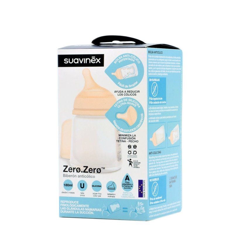 Suavinex Care Zero.Zero Anti-Colic Baby Bottle Slow Flow 180ml 0 Month